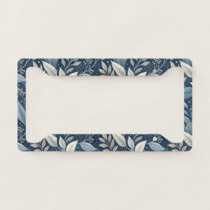 Seamless Night Garden Botanical Pattern License Plate Frame