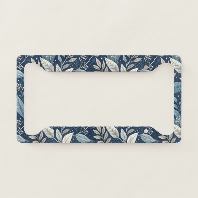 Seamless Night Garden Botanical Pattern License Plate Frame (Front)