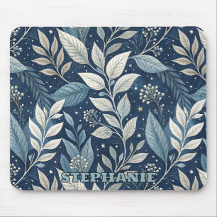 Seamless Night Garden Botanical Pattern Mouse Pad