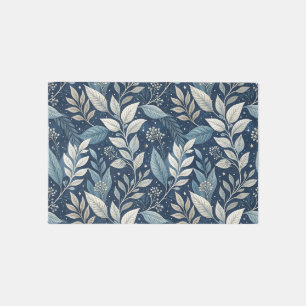 Seamless Night Garden Botanical Pattern Outdoor Rug