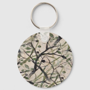 Seamless Olive Branch Abstract Art Pattern Keychain