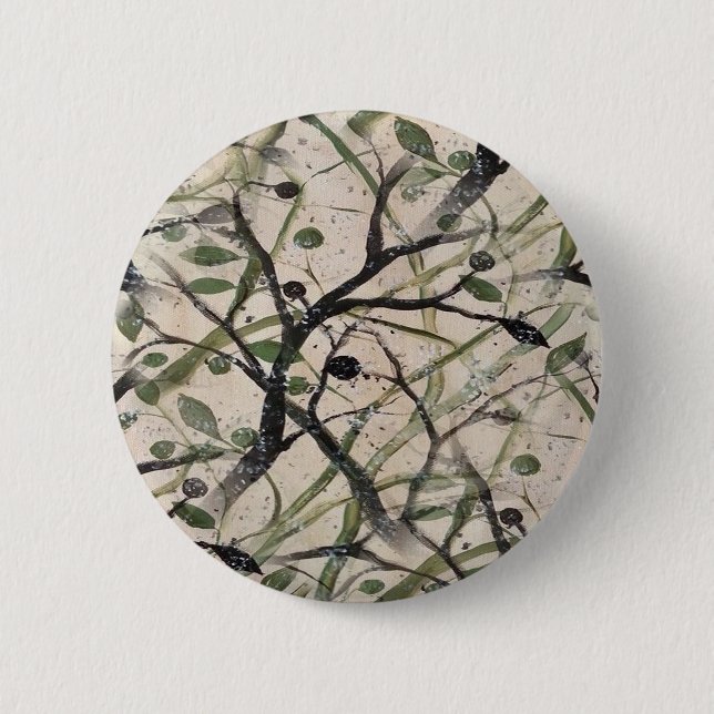 Seamless Olive Branch Abstract Art Pattern Pinback Button (Front)