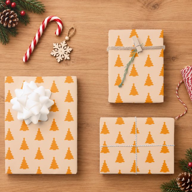 Seamless Orange Christmas Tree | Wrapping Paper Sheets (Creator Uploaded)