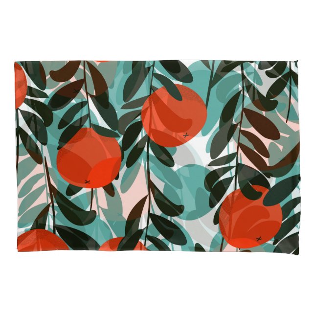 Seamless Orange Fruit Garden Print Pillow Case (Front)