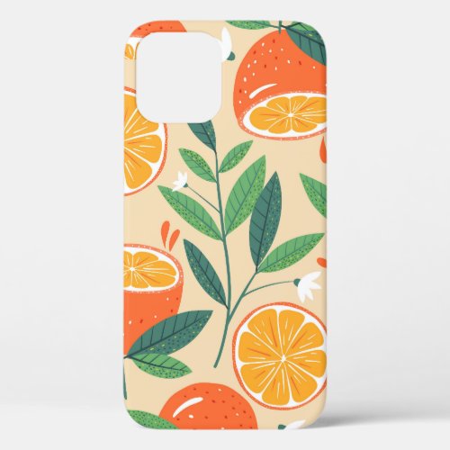 Seamless orange pattern abstract vintage art iPhone 12 case
