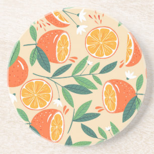 Seamless orange pattern, abstract vintage art. coaster