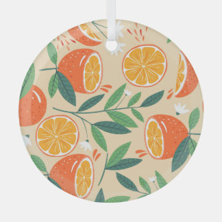 Seamless orange pattern, abstract vintage art. glass ornament