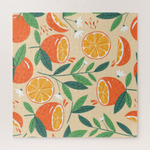 Seamless orange pattern, abstract vintage art. jigsaw puzzle