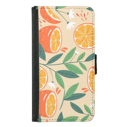 Seamless orange pattern abstract vintage art samsung galaxy s5 wallet case