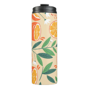 Seamless orange pattern, abstract vintage art. thermal tumbler