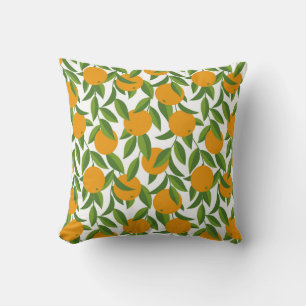 Seamless orange tree art pattern. throw pillow
