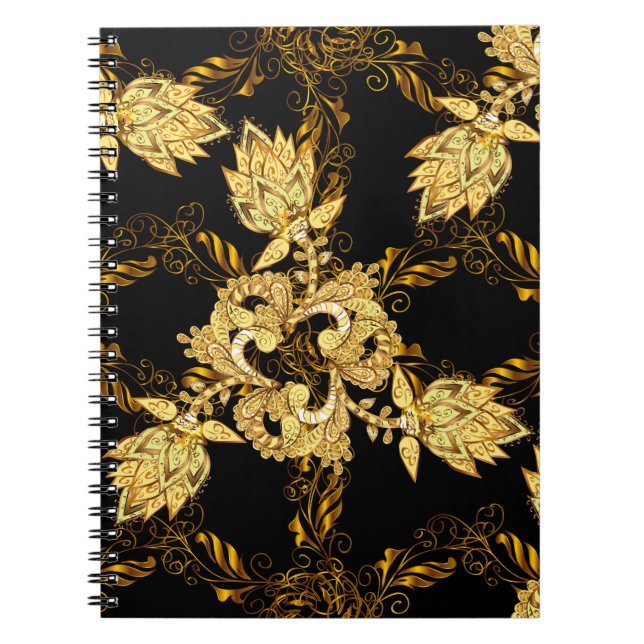 Seamless oriental ornament in the style of baroque notebook (Front)