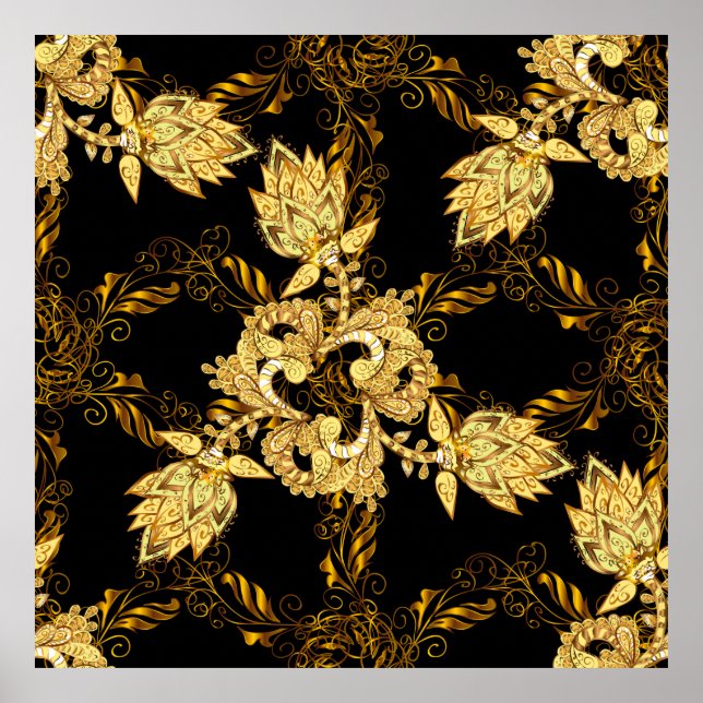 Seamless oriental ornament in the style of baroque poster (Front)