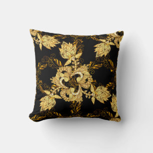 Seamless oriental ornament in the style of baroque throw pillow