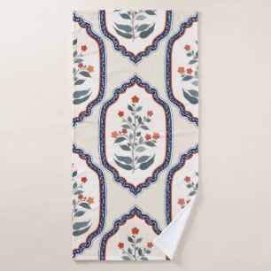Seamless oriental vintage ornament with flower bra bath towel