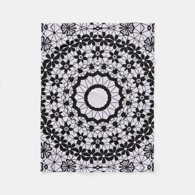 Seamless ornamental black gray lace decor decorati fleece blanket (Front)