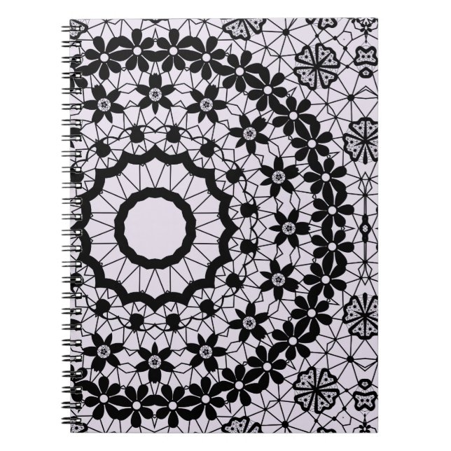 Seamless ornamental black gray lace decor decorati notebook (Front)