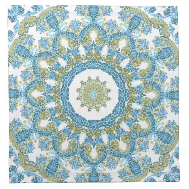 Seamless ornamental blue green white decor decorat cloth napkin (Front)