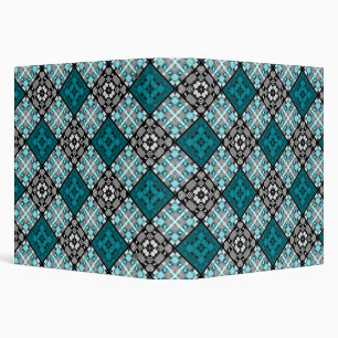 Seamless ornamental decor pattern checkered blue b 3 ring binder