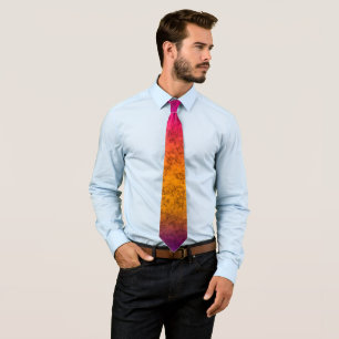 Seamless ornamental marble gradient pink purple ye neck tie