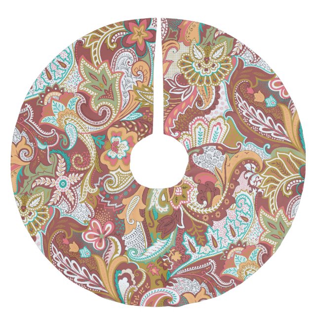 Seamless paisley: elegant background pattern. brushed polyester tree skirt (Front)
