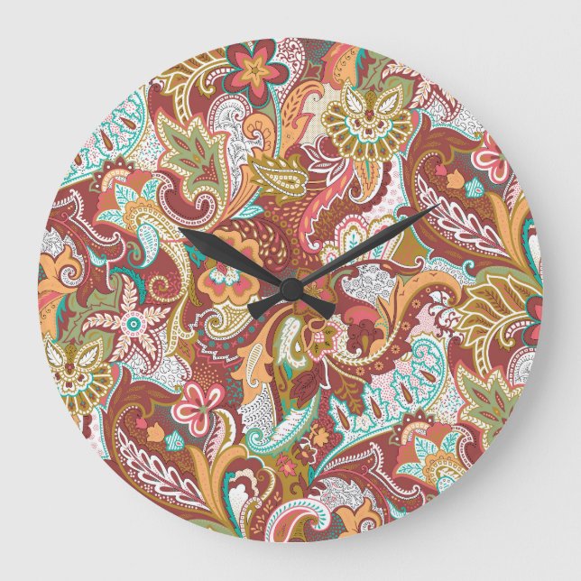 Seamless paisley: elegant background pattern. large clock (Front)