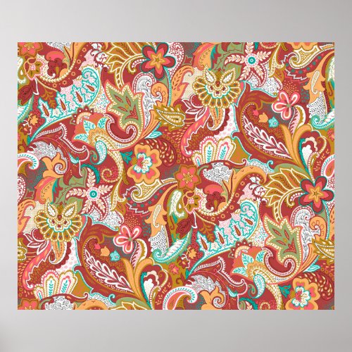 Seamless paisley Pattern on background Poster