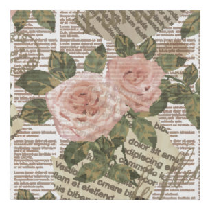 Seamless Paris travel wallpaper. Vintage newspaper Faux Canvas Print