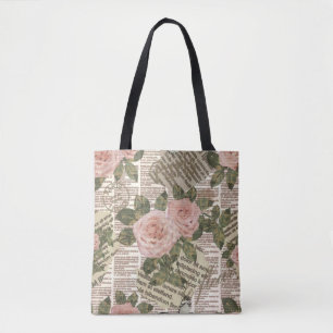 Seamless Paris travel wallpaper. Vintage newspaper Tote Bag