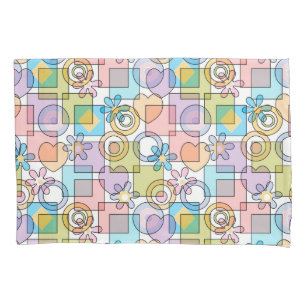 Seamless pastel geometrical shapes squares circles pillow case