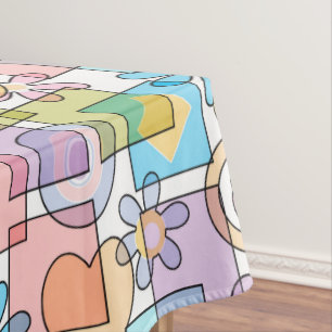 Seamless pastel geometrical shapes squares circles tablecloth