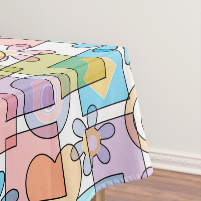 Seamless pastel geometrical shapes squares circles tablecloth (In Situ)
