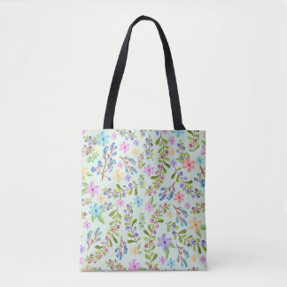 Seamless Pastel Twigs Floral Pattern Tote Bag