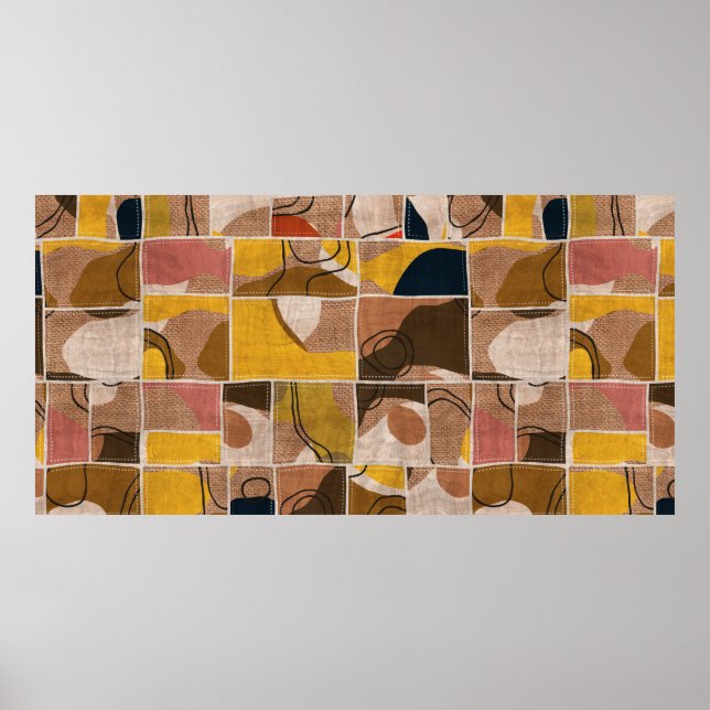 Seamless patchwork collage mix quilt pattern print (Front)