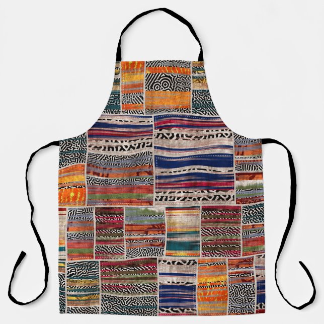 Seamless patchwork collage mix quilt pattern print apron (Front)