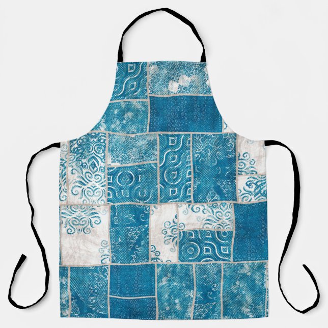 Seamless patchwork collage mix quilt pattern print apron (Front)