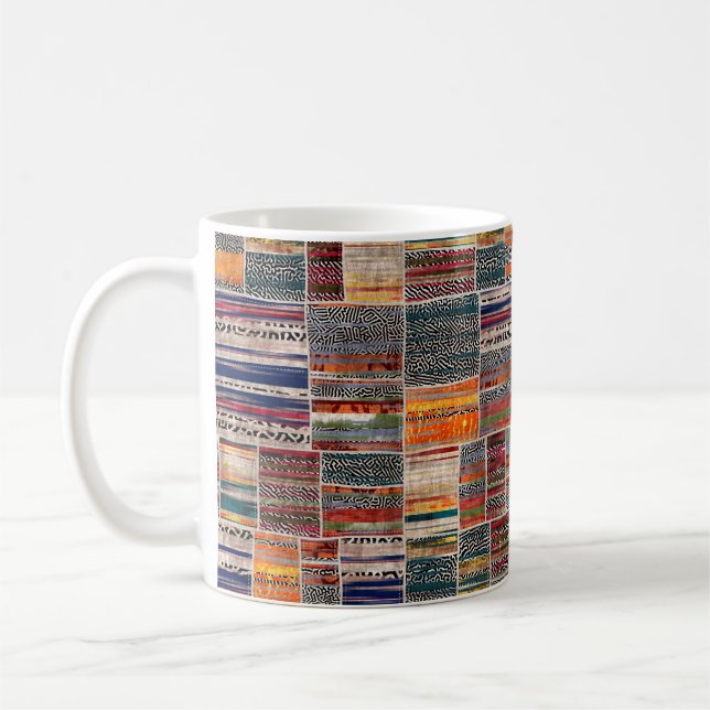 Seamless patchwork collage mix quilt pattern print coffee mug (Left)