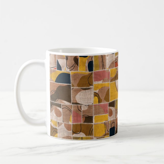 Seamless patchwork collage mix quilt pattern print coffee mug (Left)