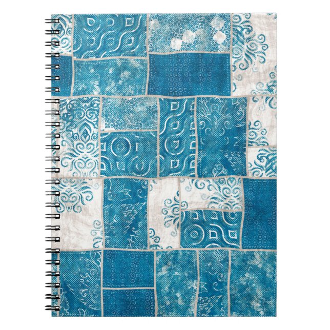 Seamless patchwork collage mix quilt pattern print notebook (Front)