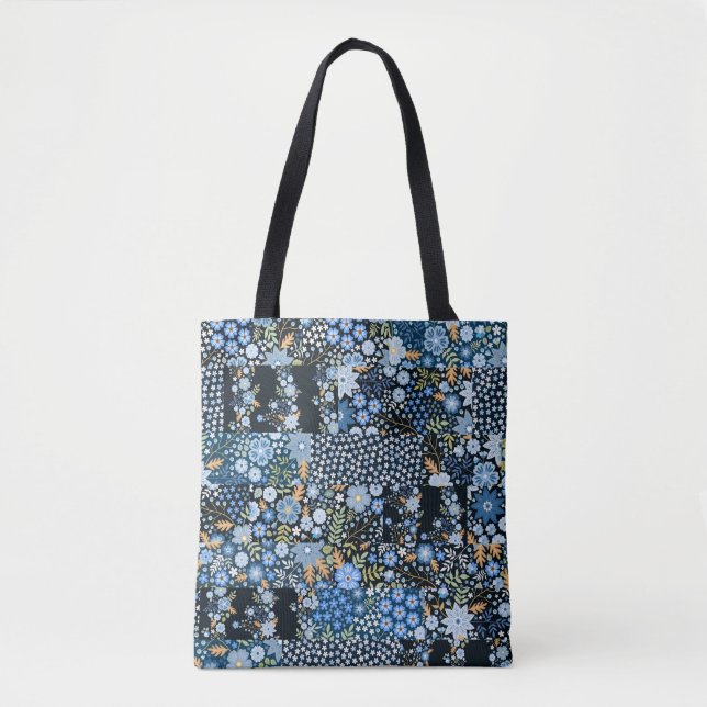 Seamless patchwork pattern from different fabrics  tote bag (Front)