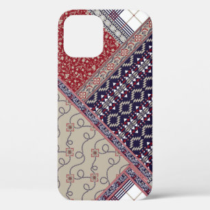 Seamless patchwork pattern on navy patchwork, abst iPhone 12 case