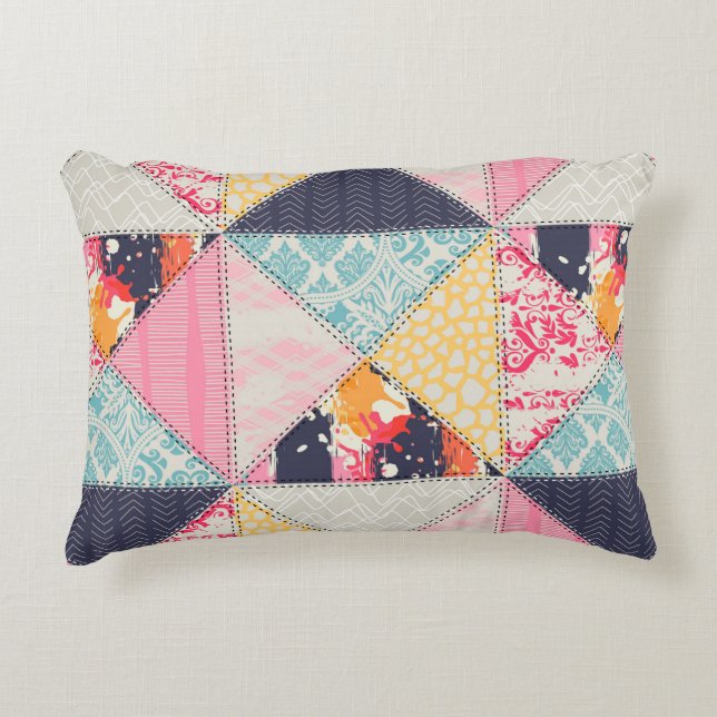 Seamless Patchwork style pattern.  Accent Pillow (Front)