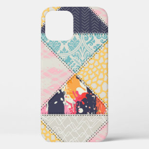 Seamless Patchwork style pattern. iPhone 12 Case