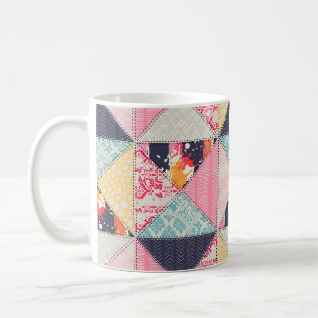 Seamless Patchwork style pattern.  Coffee Mug (Left)