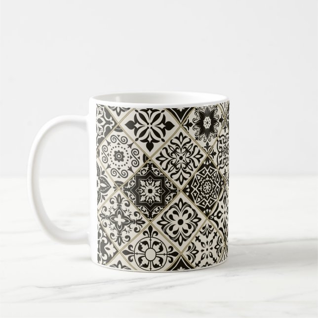 Seamless patchwork tile with Islam, Arabic, Indian Coffee Mug (Left)