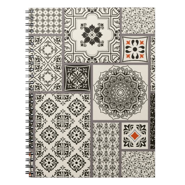 Seamless patchwork tile with Islam, Arabic, Indian Notebook (Front)