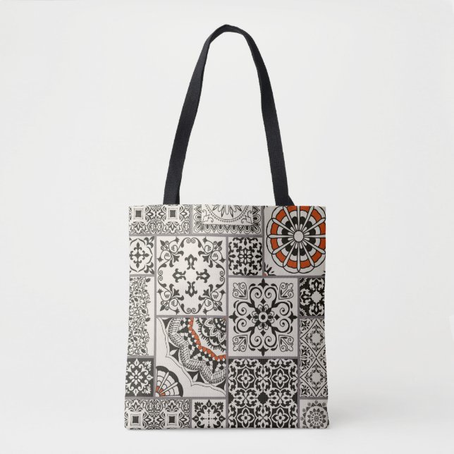 Seamless patchwork tile with Islam, Arabic, Indian Tote Bag (Front)