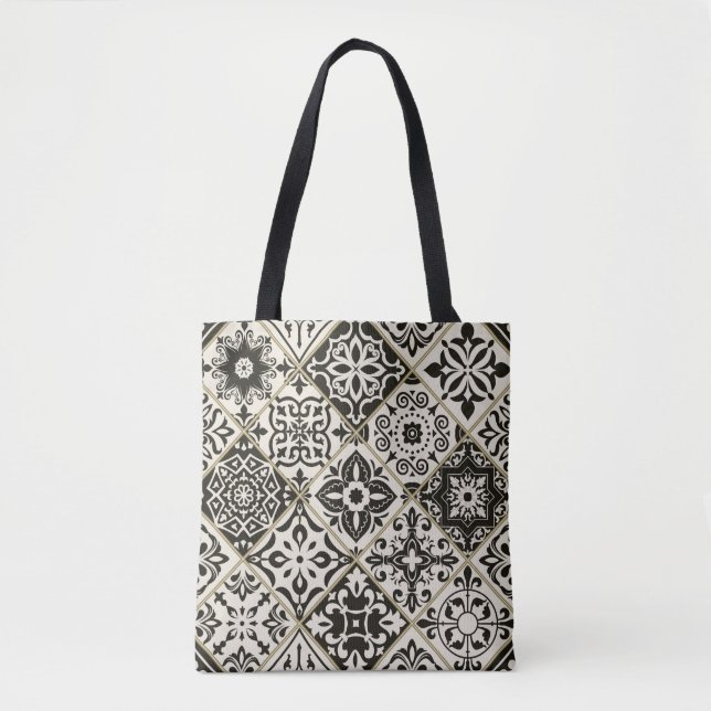 Seamless patchwork tile with Islam, Arabic, Indian Tote Bag (Front)