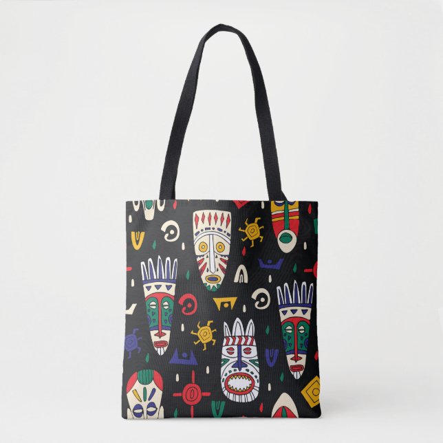 Seamless pattern african tribal masks tote bag (Front)