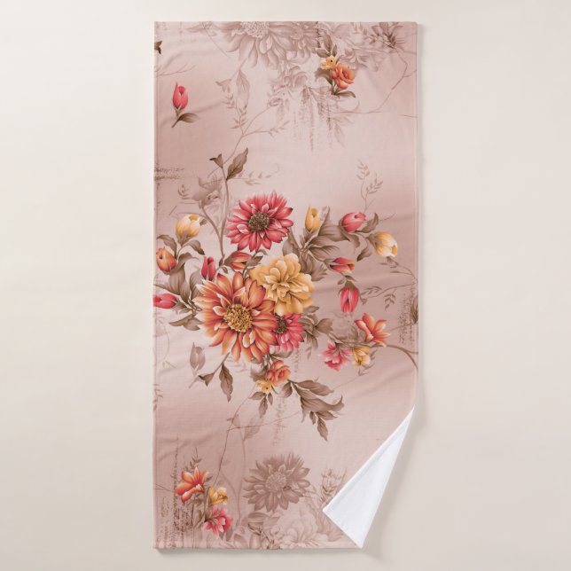 seamless pattern and flower with backgroundart,flo bath towel (Bath Towel)